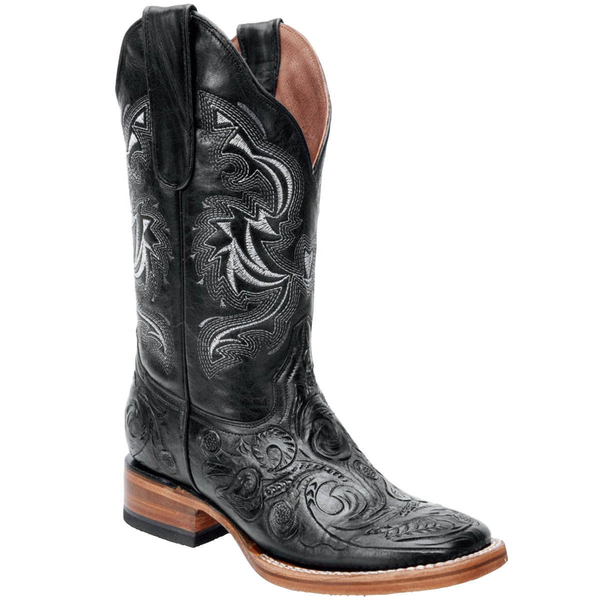 Women's Hand-Tooled Square-Toe Boots