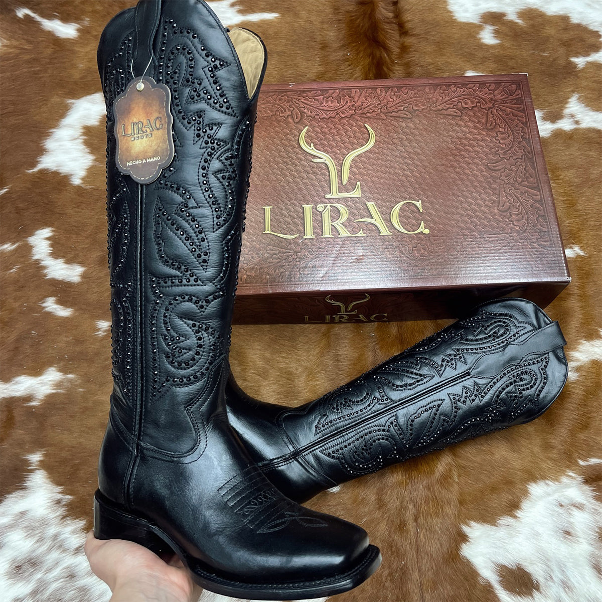 Dakota 17" Women's Black Studded High-Shaft Western Boots
