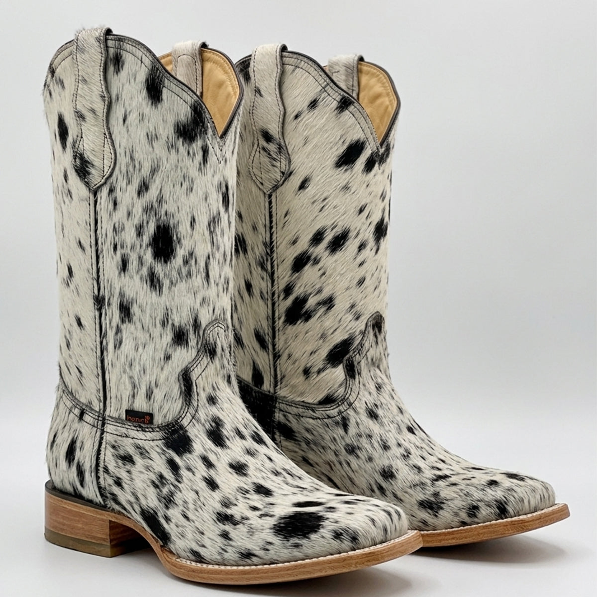 Hooch Women’s Hair-On Hide Square-Toe Western Cowgirl Boots
