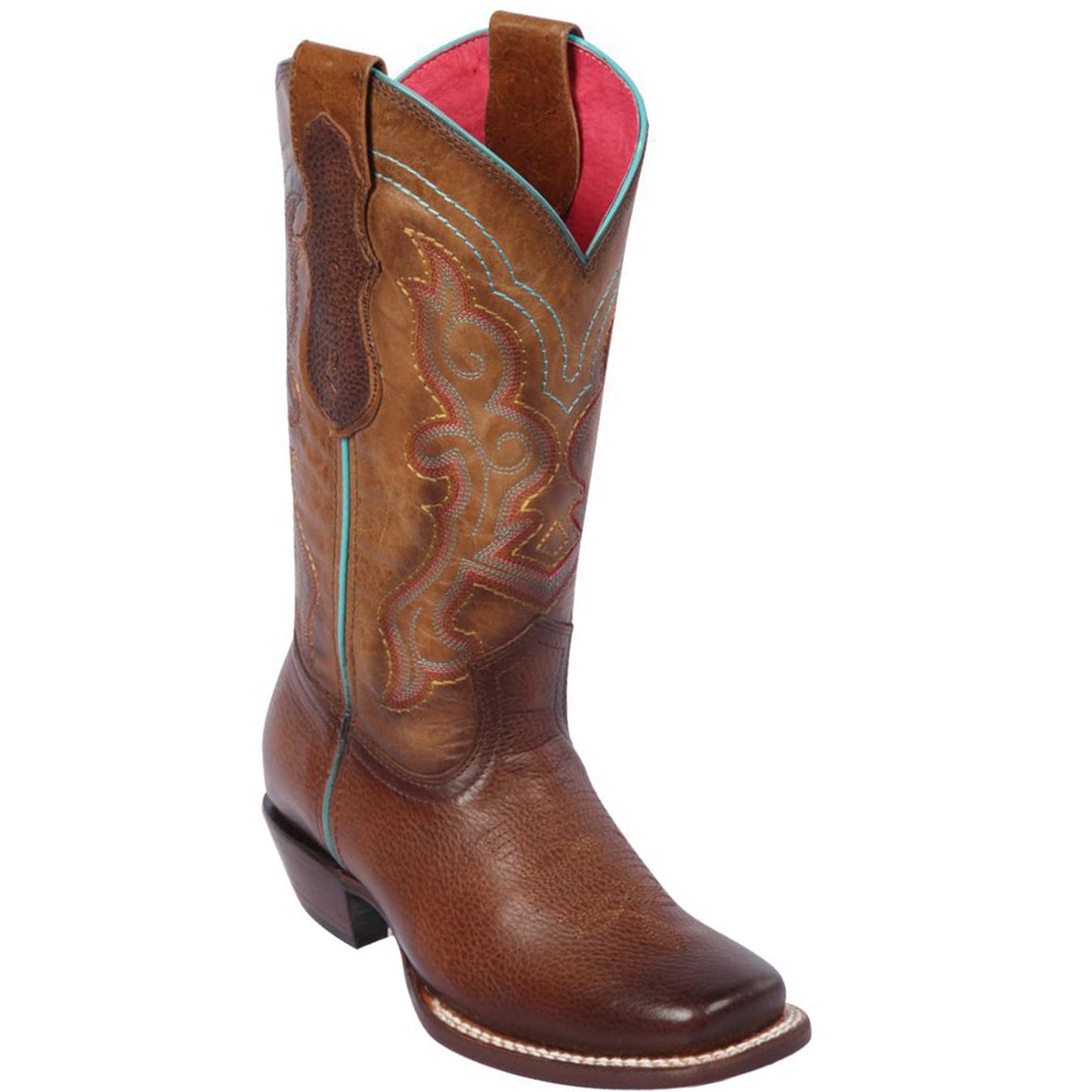Volcano Cognac Women’s Cowgirl Boots with Stylish Square Toe
