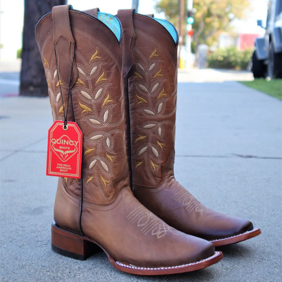Honey Floral Square-Toe Cowgirl Boots