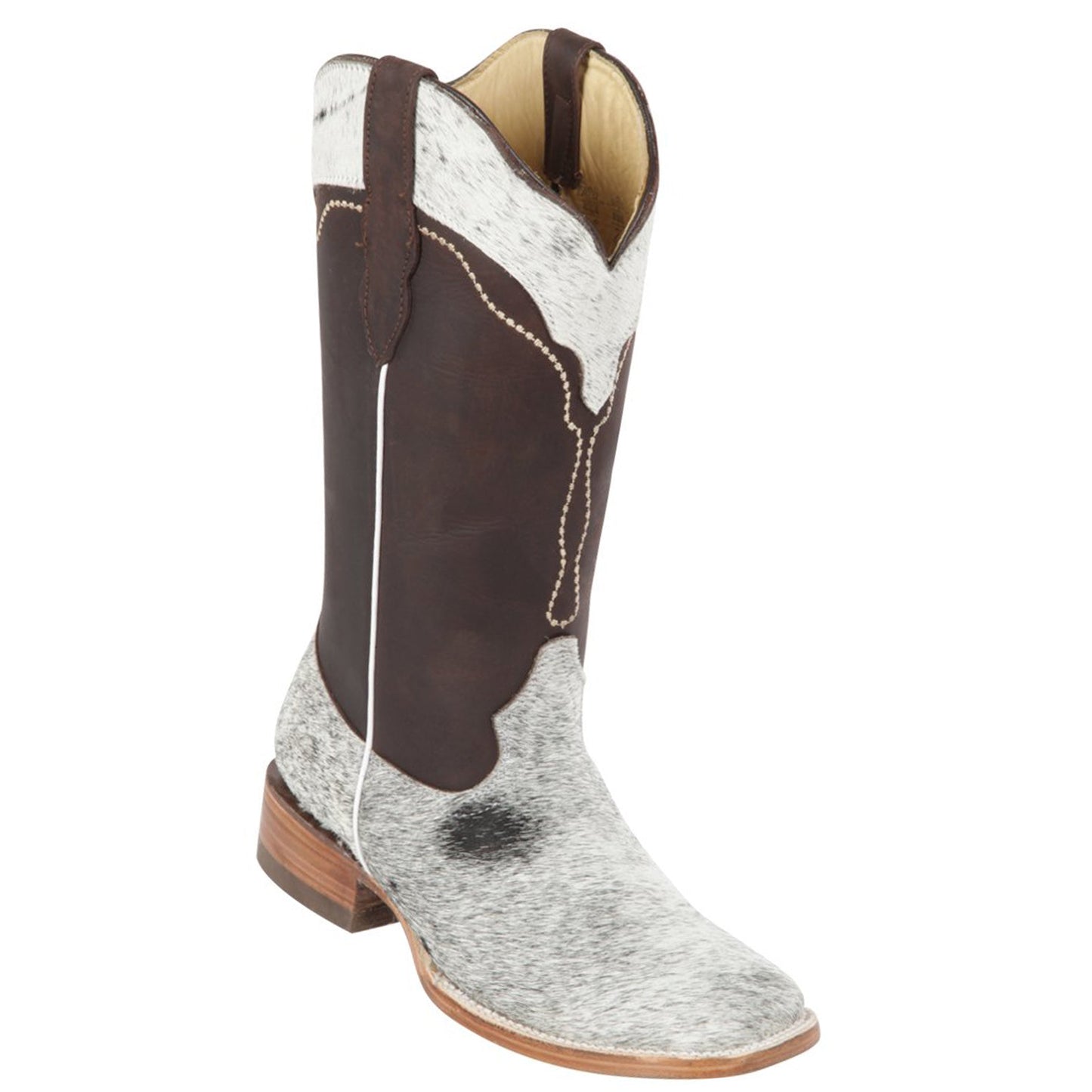 Women's Genuine Cowhide Leather Square-Toe Boots