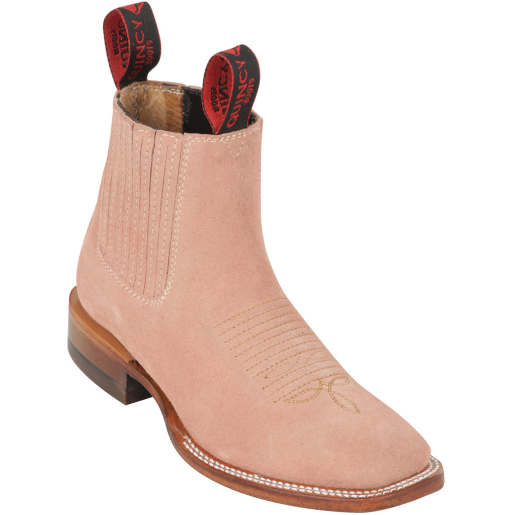 Stylish Pink Square-Toe Booties