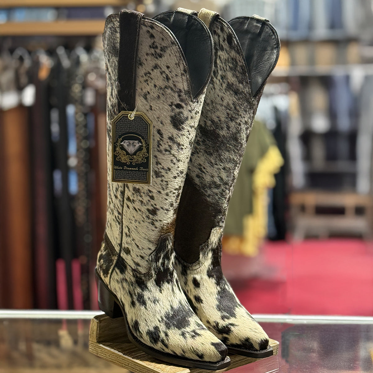Hair-On Hide Cowgirl Boots with Stylish Snip-Toe Design