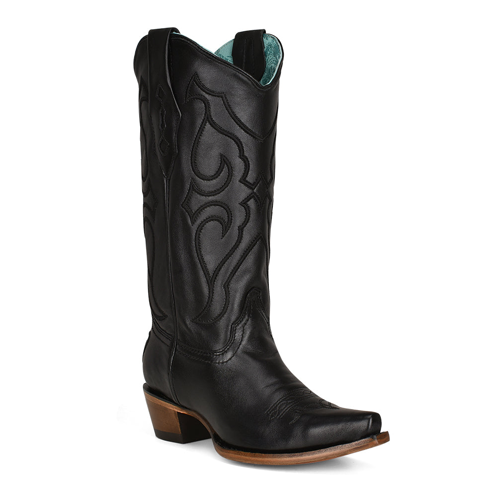 Black Snip-Toe Cowgirl Boots