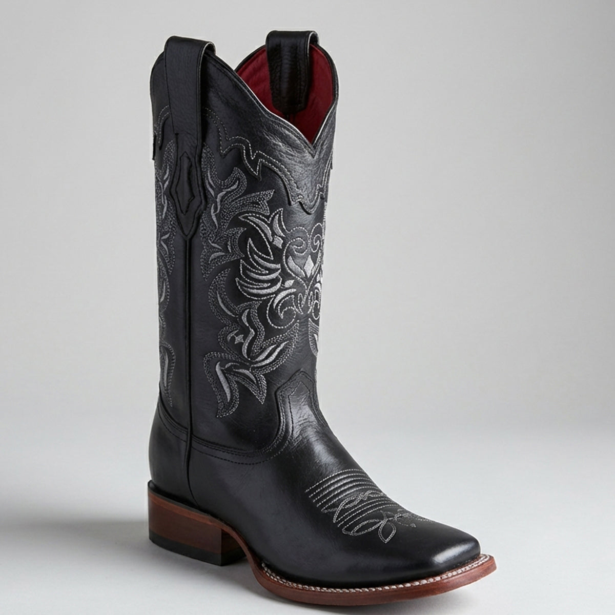 Los Altos Black Square-Toe Cowgirl Boots