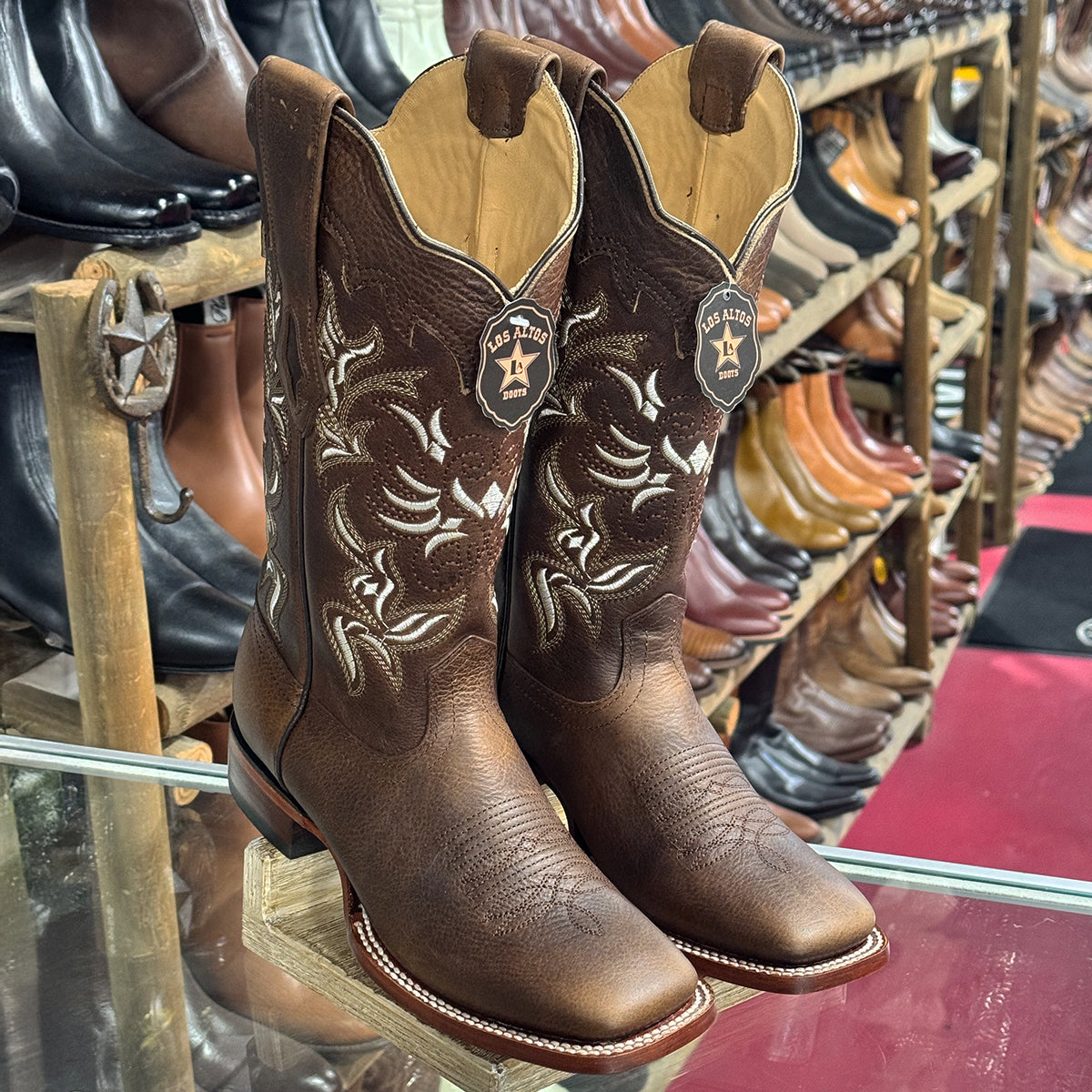 Los Altos Rage Walnut Brown Square-Toe Cowgirl Boots