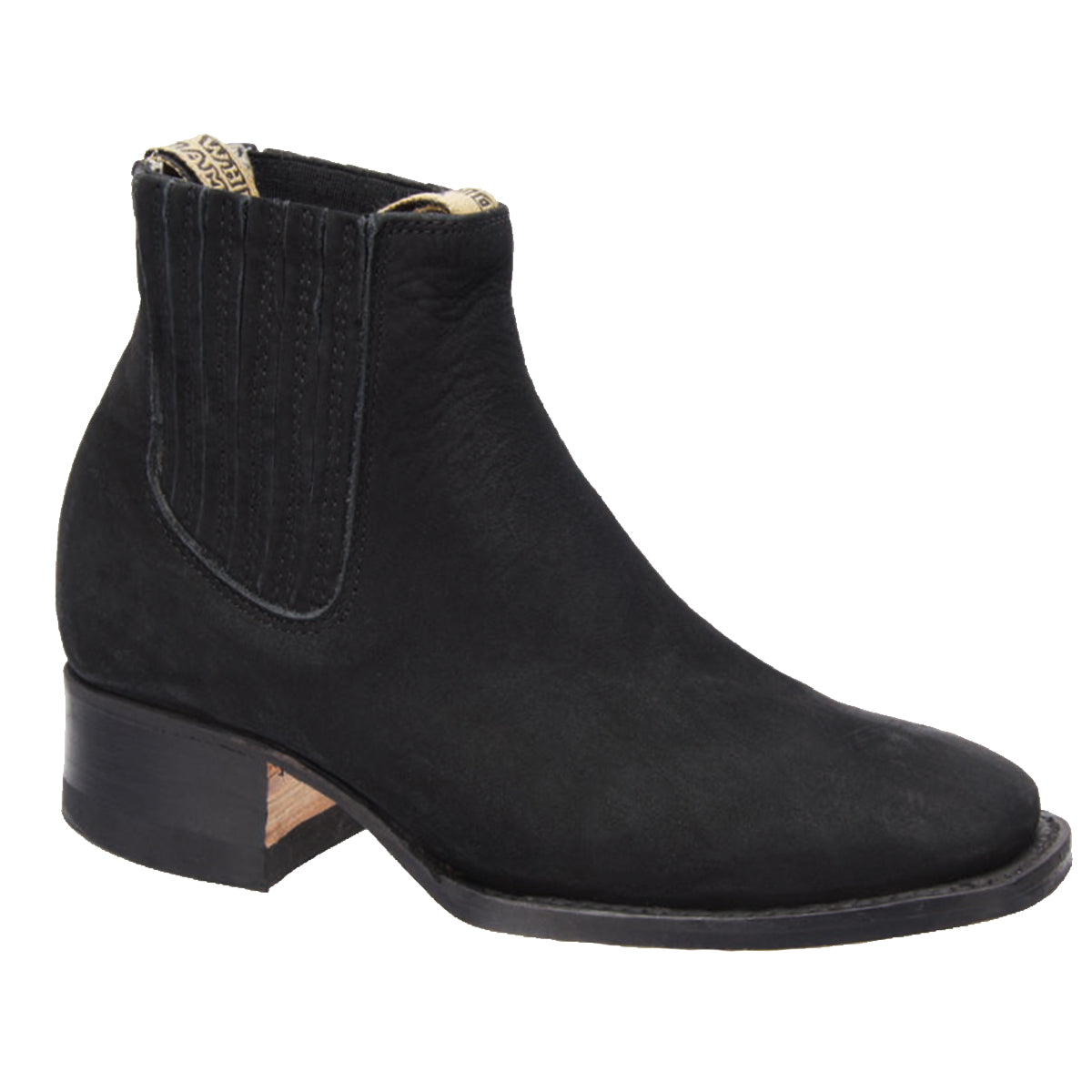 Women's Black Botines Charros – Stylish Square-Toe Booties