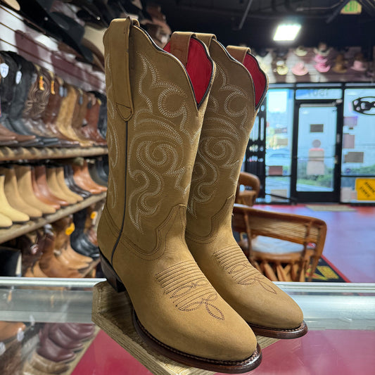 Women's Tan Brown Western Boots with Oval Toe – R Toe