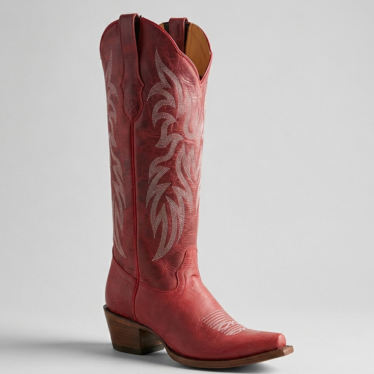 Women's Desert Red Knee-High Snip-Toe Boots