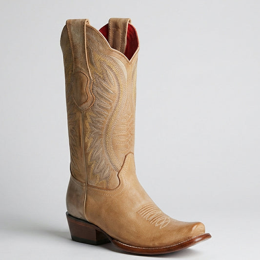 Women's Vintage Honey Cowboy Boots with Stylish Semi-Square Toe