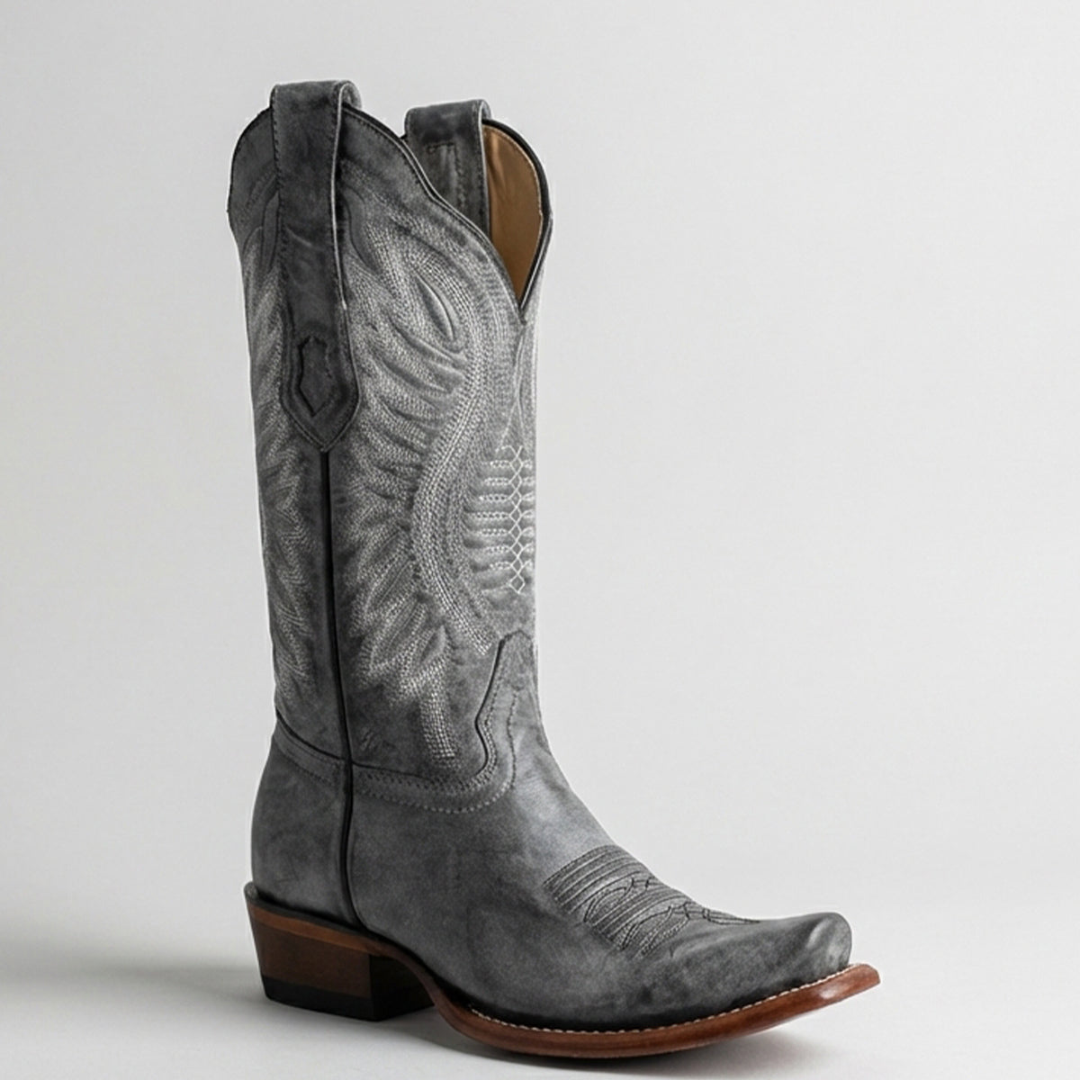 Los Altos Vintage Rustic Black Women’s Cowboy Boots with Semi-Square Toe
