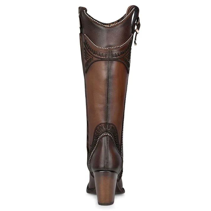 Women's Cuadra Chocolate Embroidered Tall Boots with Round Toe