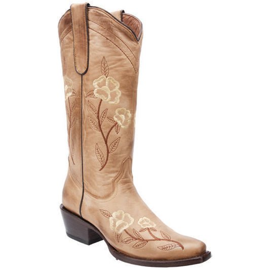 Floral Embroidered Cowgirl Boots with Stylish Snip Toe