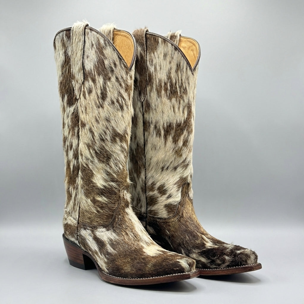 Lirac Women’s 14-Inch Tall Colorado Hair-On Hide Snip-Toe Cowgirl Boots