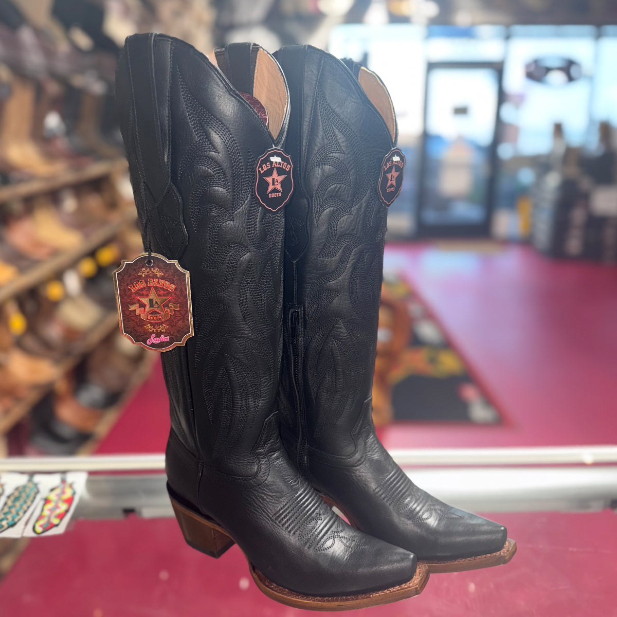 Women's Black Snip-Toe Knee-High Boots