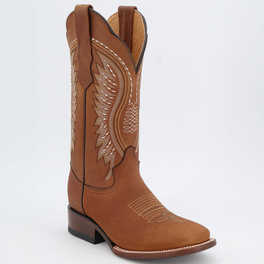 Abolengo Indiana Brown Square-Toe Western Cowgirl Boots