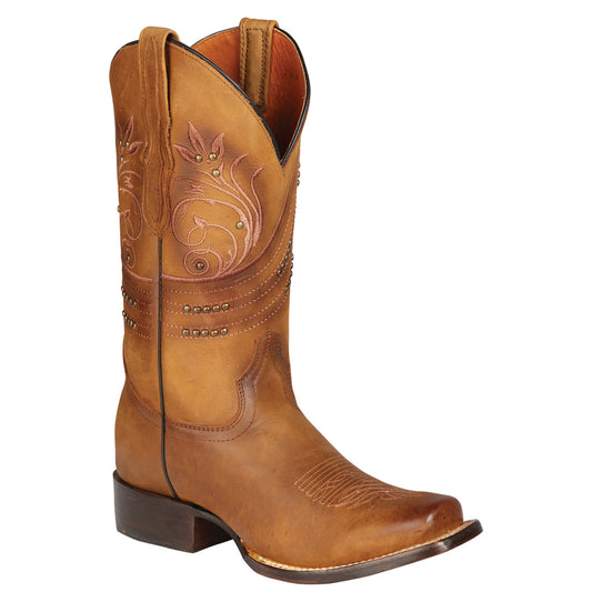Honey Brown Cowgirl Boots with Stylish Square Toe