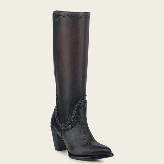 Chocolate Round-Toe Tall Cowgirl Boots