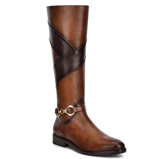 Women's Tall Leather Boots with Round Toe