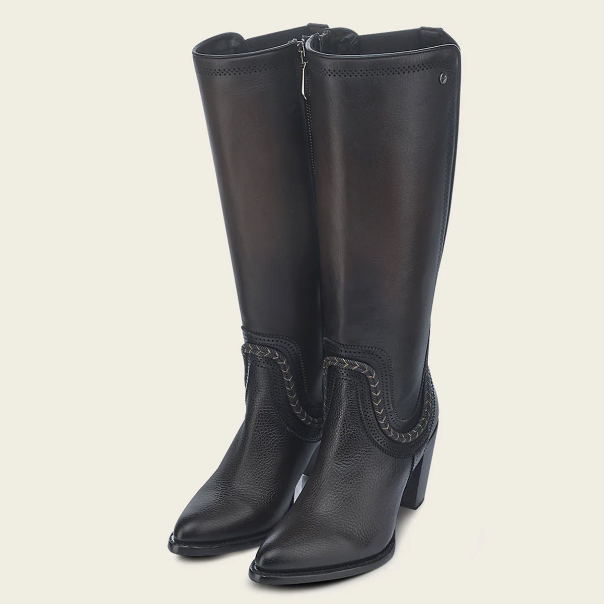 Chocolate Round-Toe Tall Cowgirl Boots