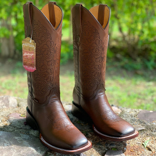 Danna Burgundy Square-Toe Cowgirl Boots