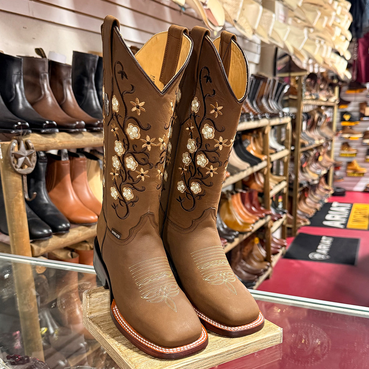 Botas Vaqueras Doble R Dalia Floral con Punta Cuadrada para Mujer