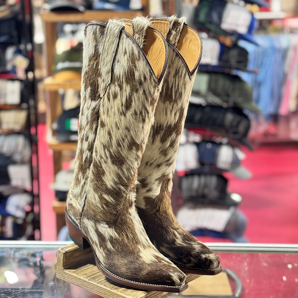 Lirac Women’s 14-Inch Tall Colorado Hair-On Hide Snip-Toe Cowgirl Boots