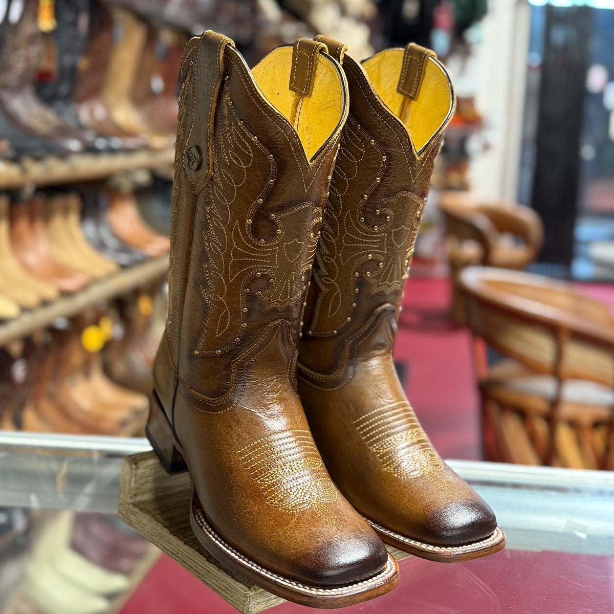 Volcano Honey Cowgirl Boots with Stylish Square Toe