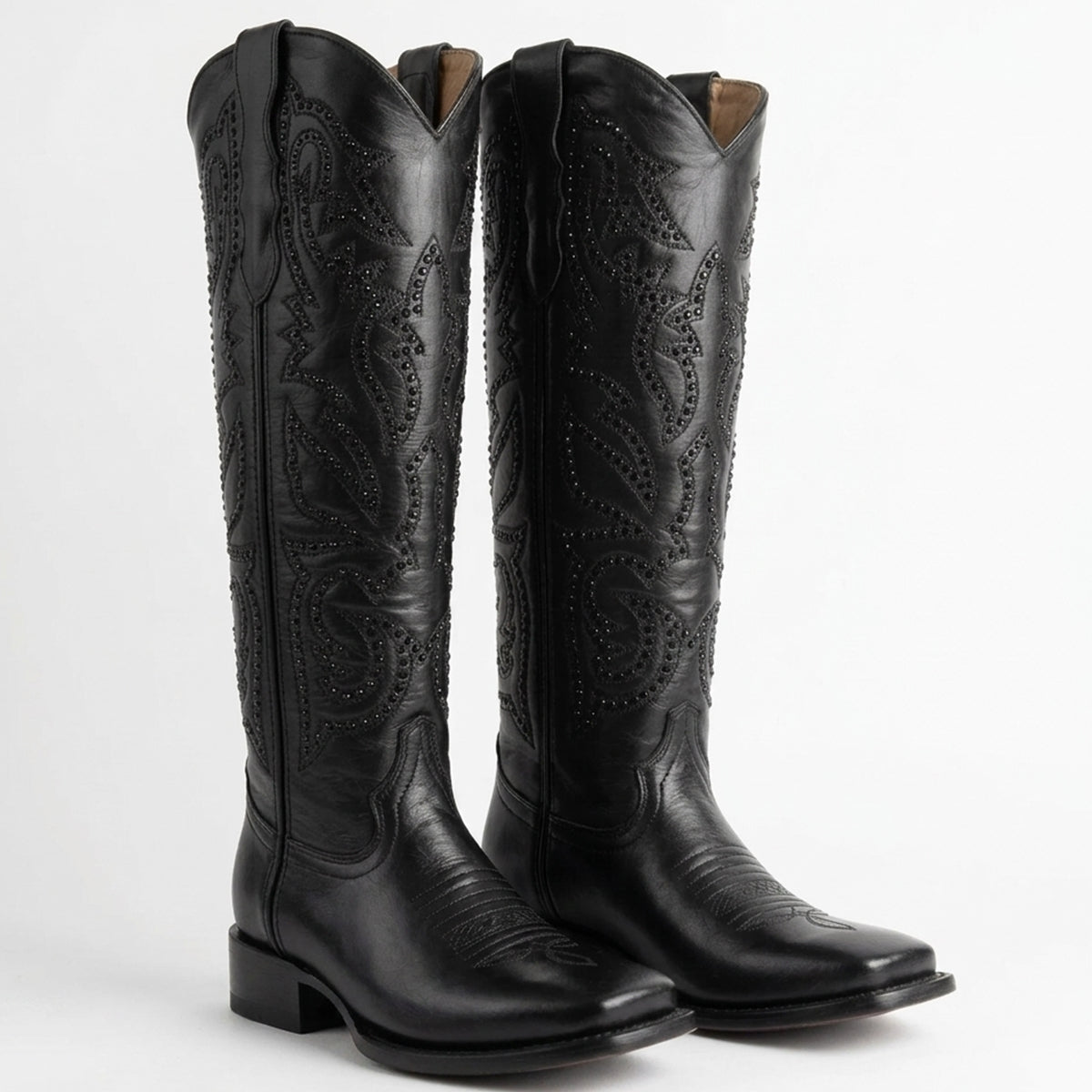 Dakota 17" Women's Black Studded High-Shaft Western Boots