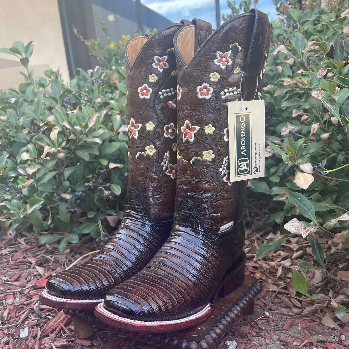 Lizard Print Square Toe Cowgirl Boots