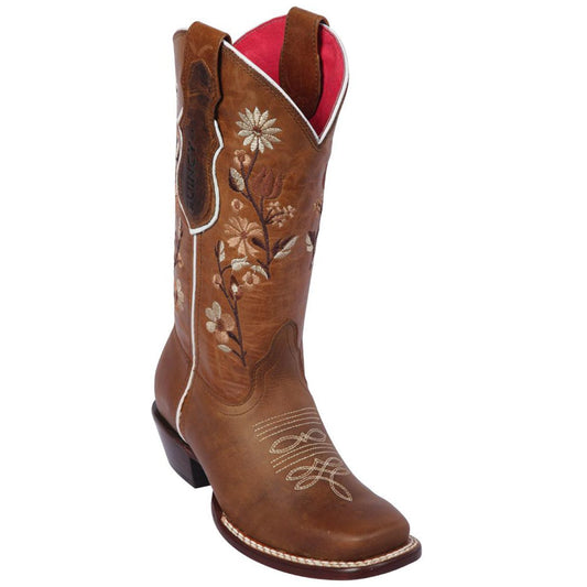 Floral Cowgirl Boots – Honey Square-Toe Western Boots