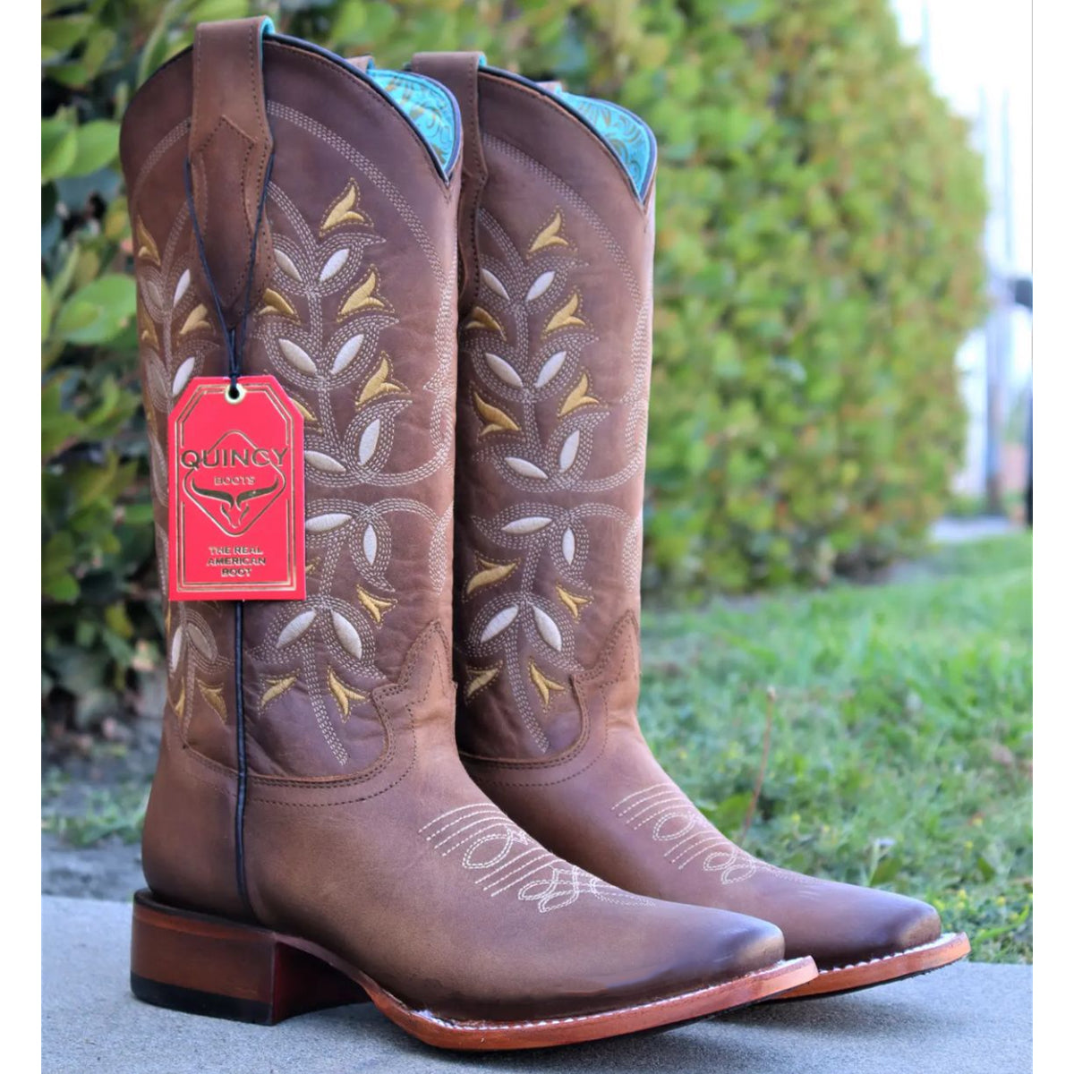 Honey Floral Square-Toe Cowgirl Boots