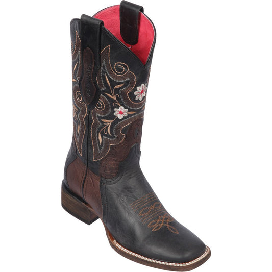 Black Square-Toe Cowgirl Boots