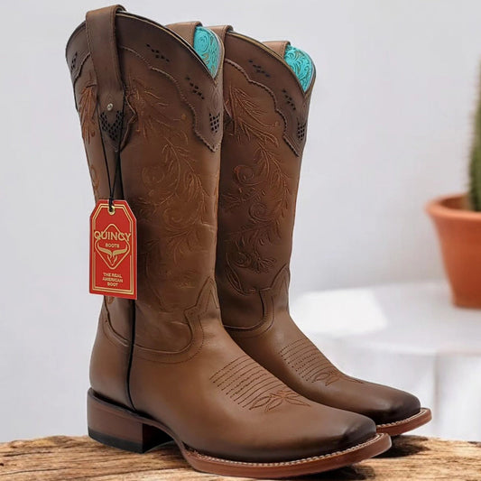 Honey Brown Square-Toe Cowgirl Boots