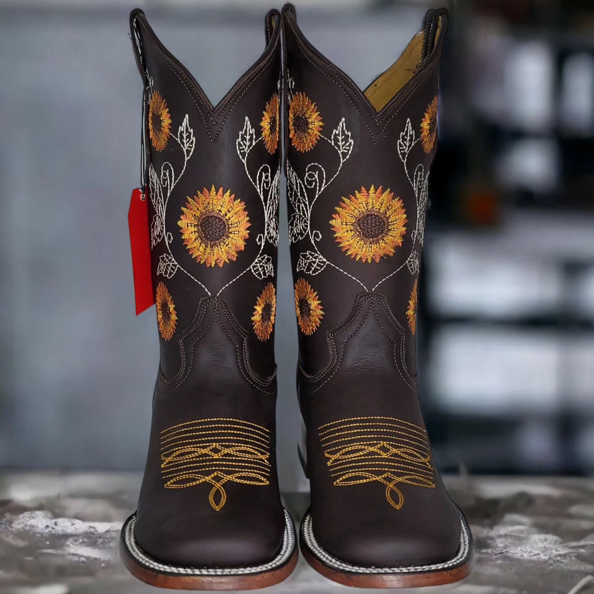 Women's Sunflower Western Cowboy Boots with Square Toe