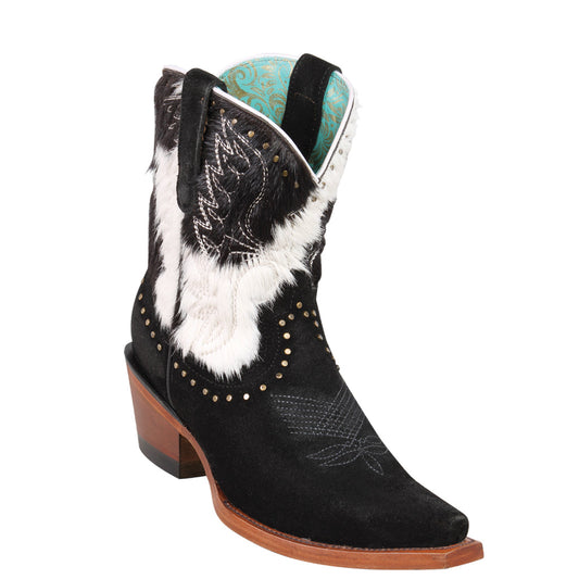 Women's Suede & Cowhide Snip-Toe Ankle Booties