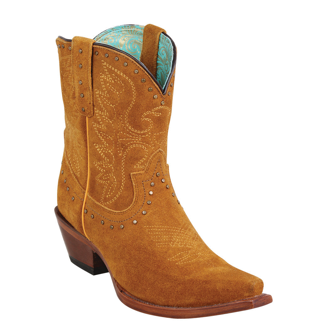 Tan Suede Snip-Toe Booties