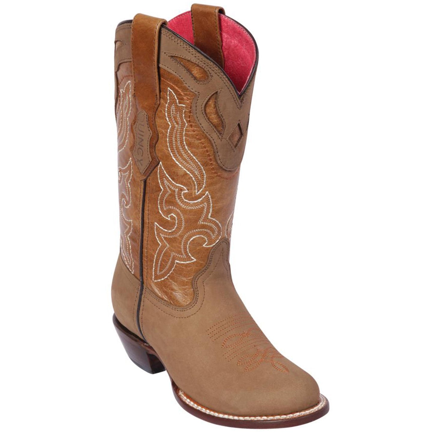 Tan Round-Toe Cowgirl Boots