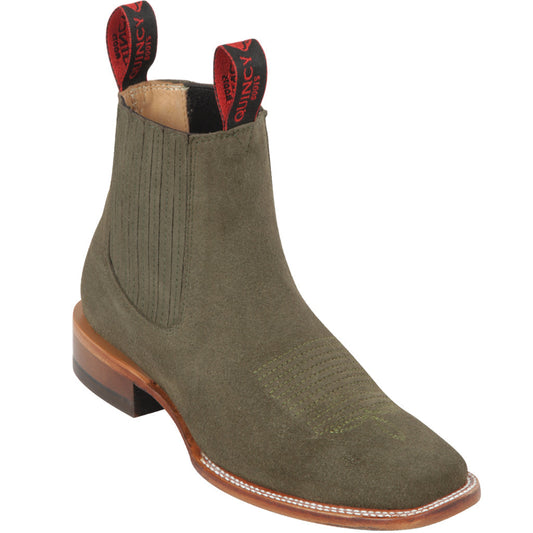 Women's Stylish Green Square-Toe Ankle Booties