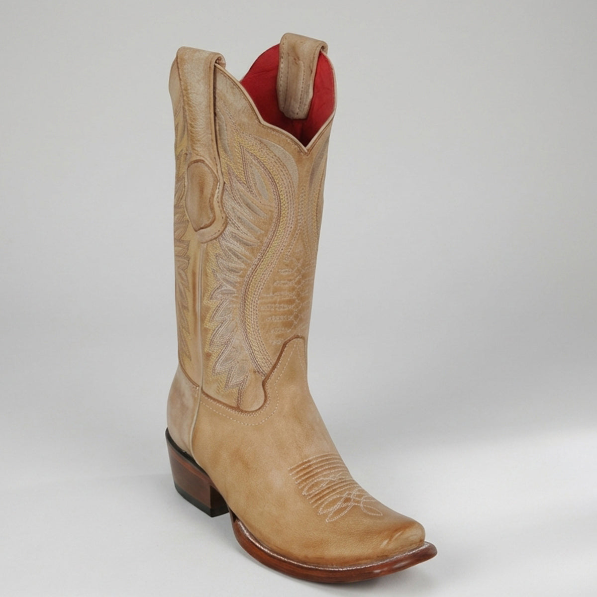 Women's Vintage Honey Cowboy Boots with Stylish Semi-Square Toe