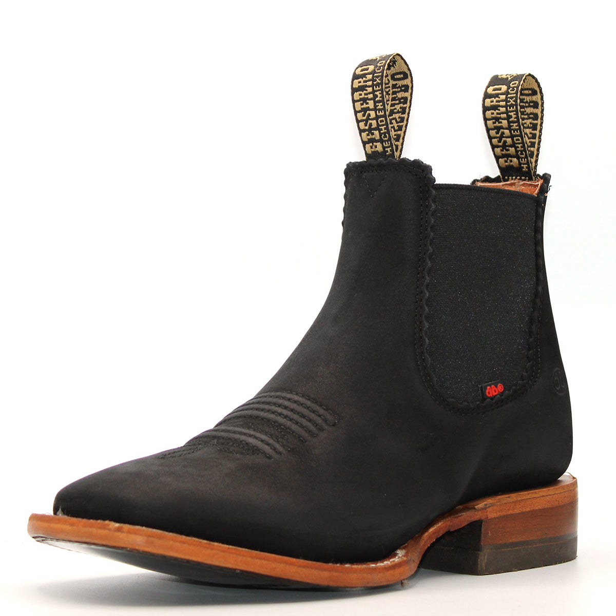 Besserro Women's Black Square-Toe Chelsea Cowgirl Boots