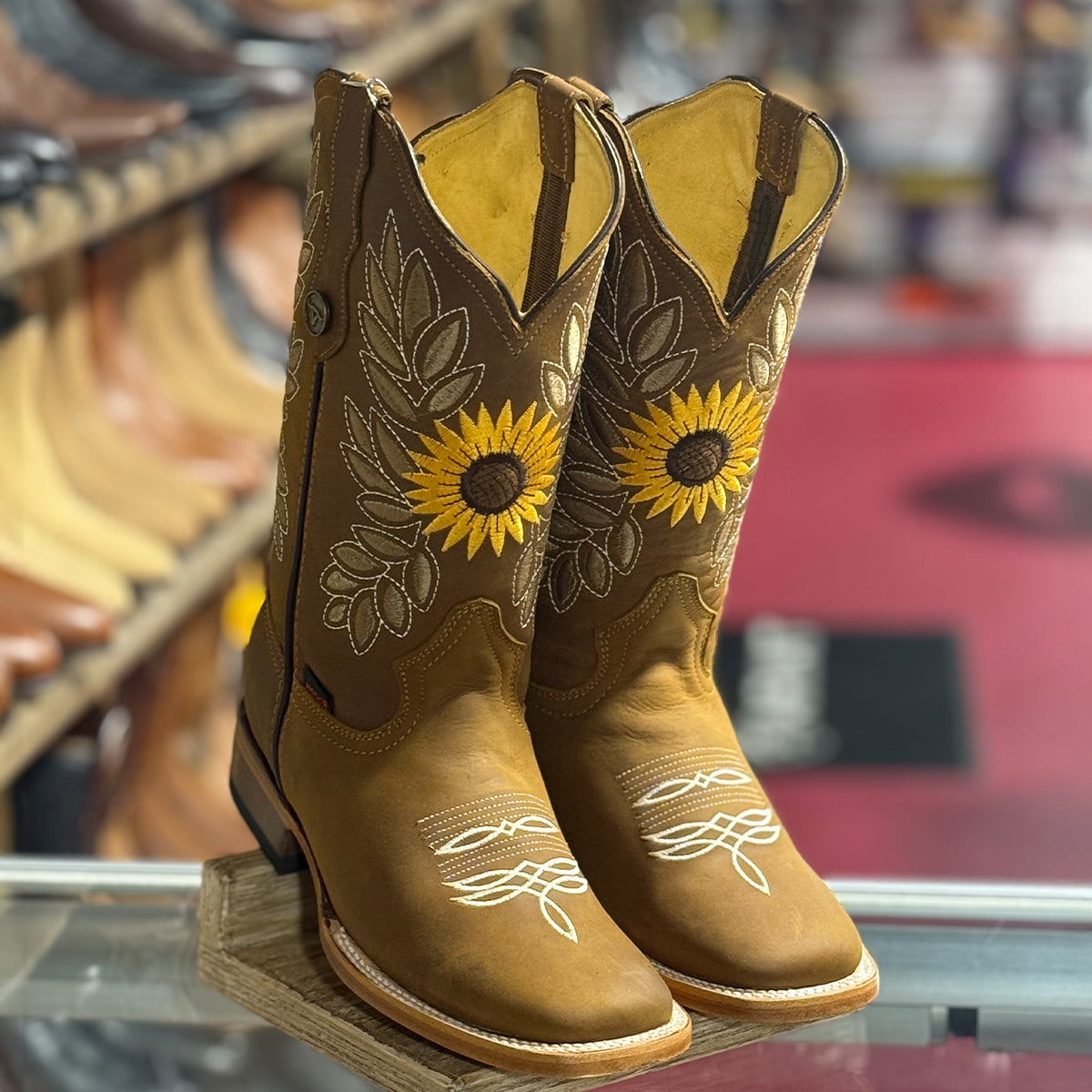 Sunflower Tan Square-Toe Cowgirl Boots
