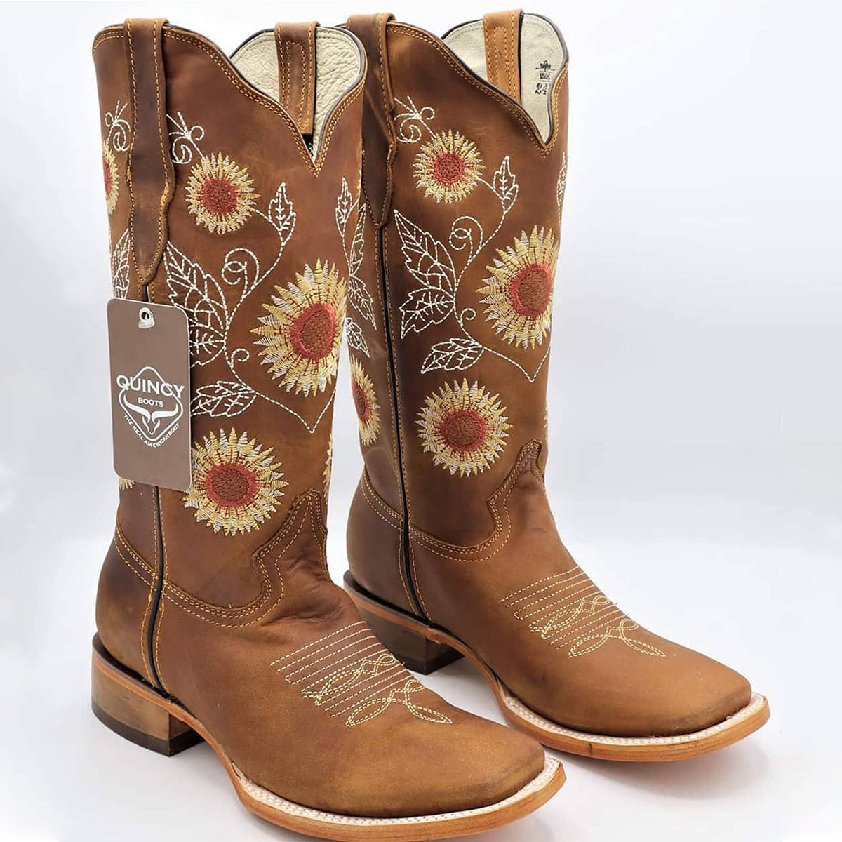 Sunflower Cowgirl Boots with Stylish Square Toe Design
