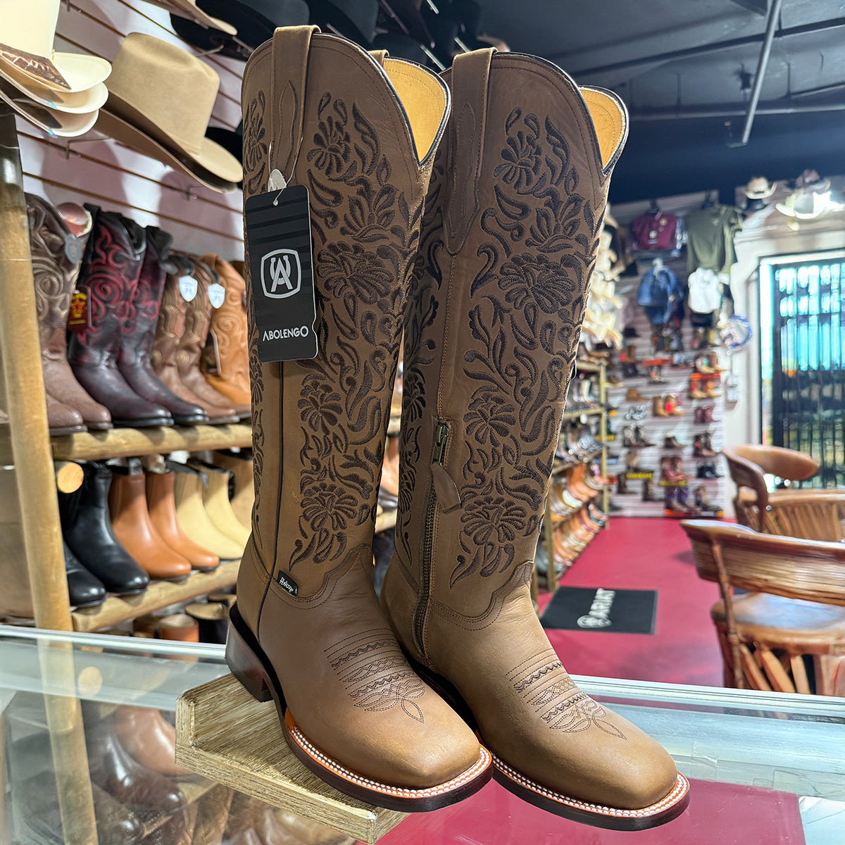 Doble R Women's Valencia 16" Floral Brown Cowgirl Boots