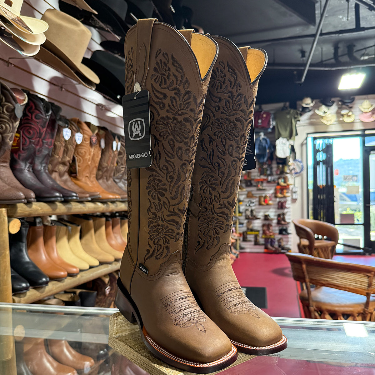 Doble R Women's Valencia 16" Floral Brown Cowgirl Boots