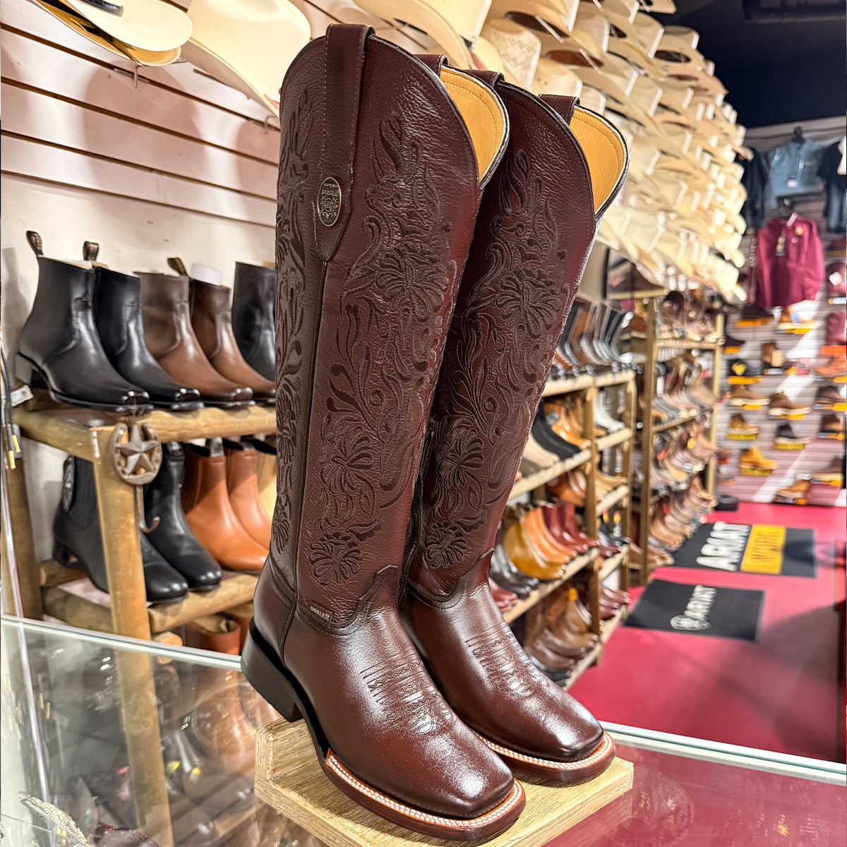 Doble R Valencia Flother Café 16-Inch Tall Square-Toe Cowgirl Boots