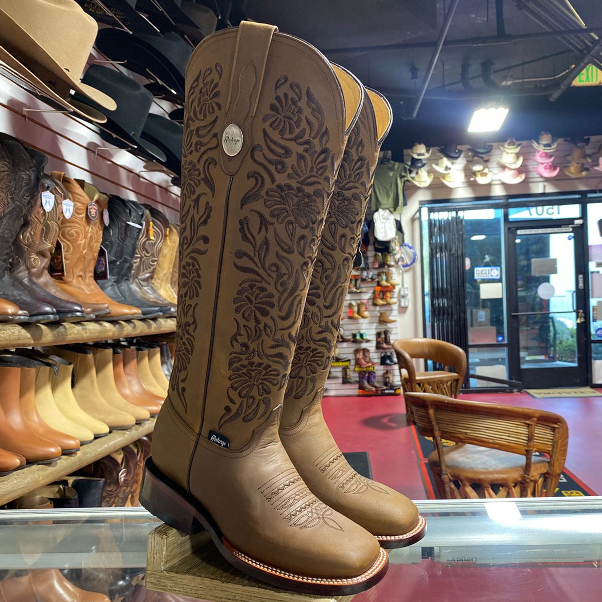 Doble R Women's Valencia 16" Floral Brown Cowgirl Boots
