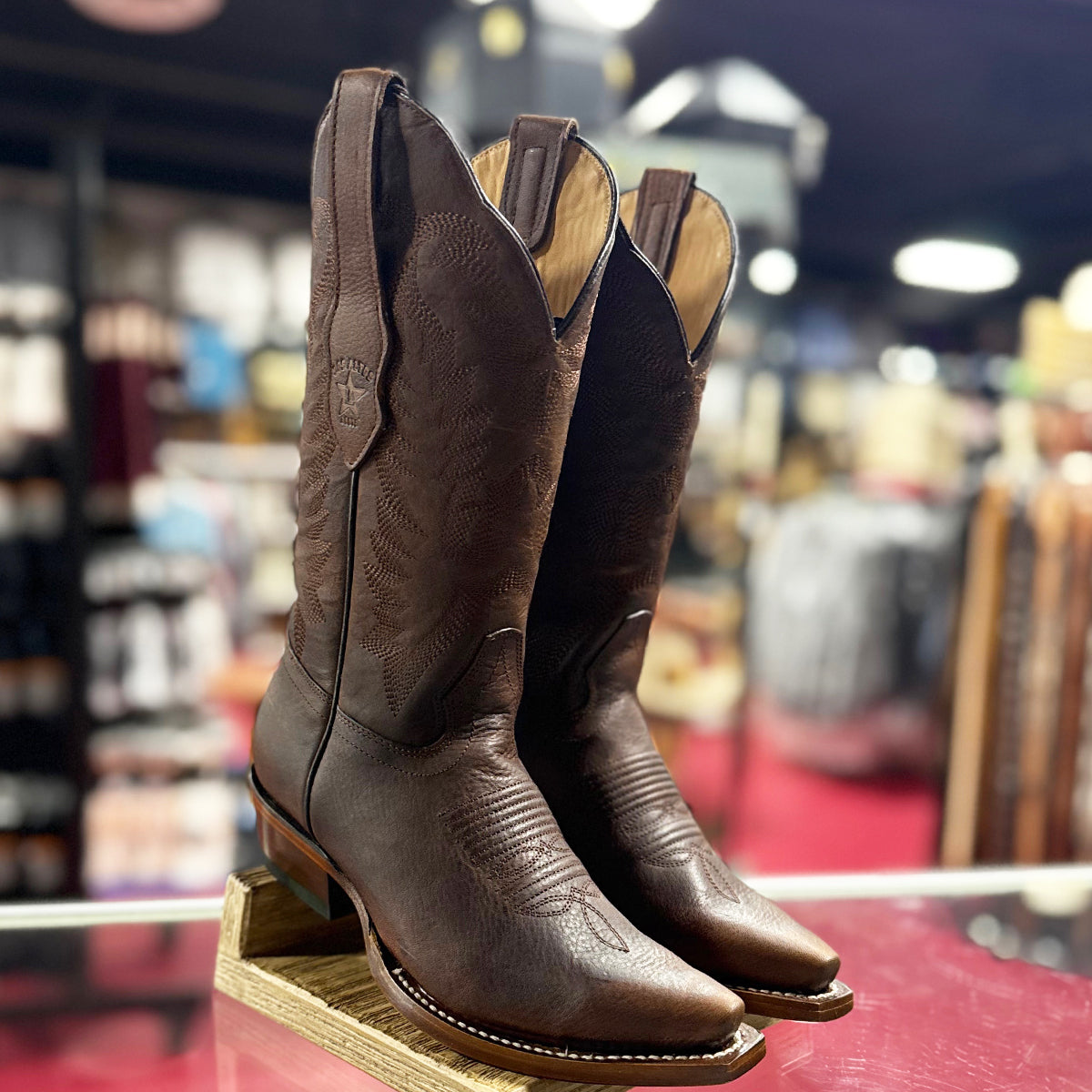 Los Altos Walnut Leather Cowgirl Boots with Stylish Snip Toe