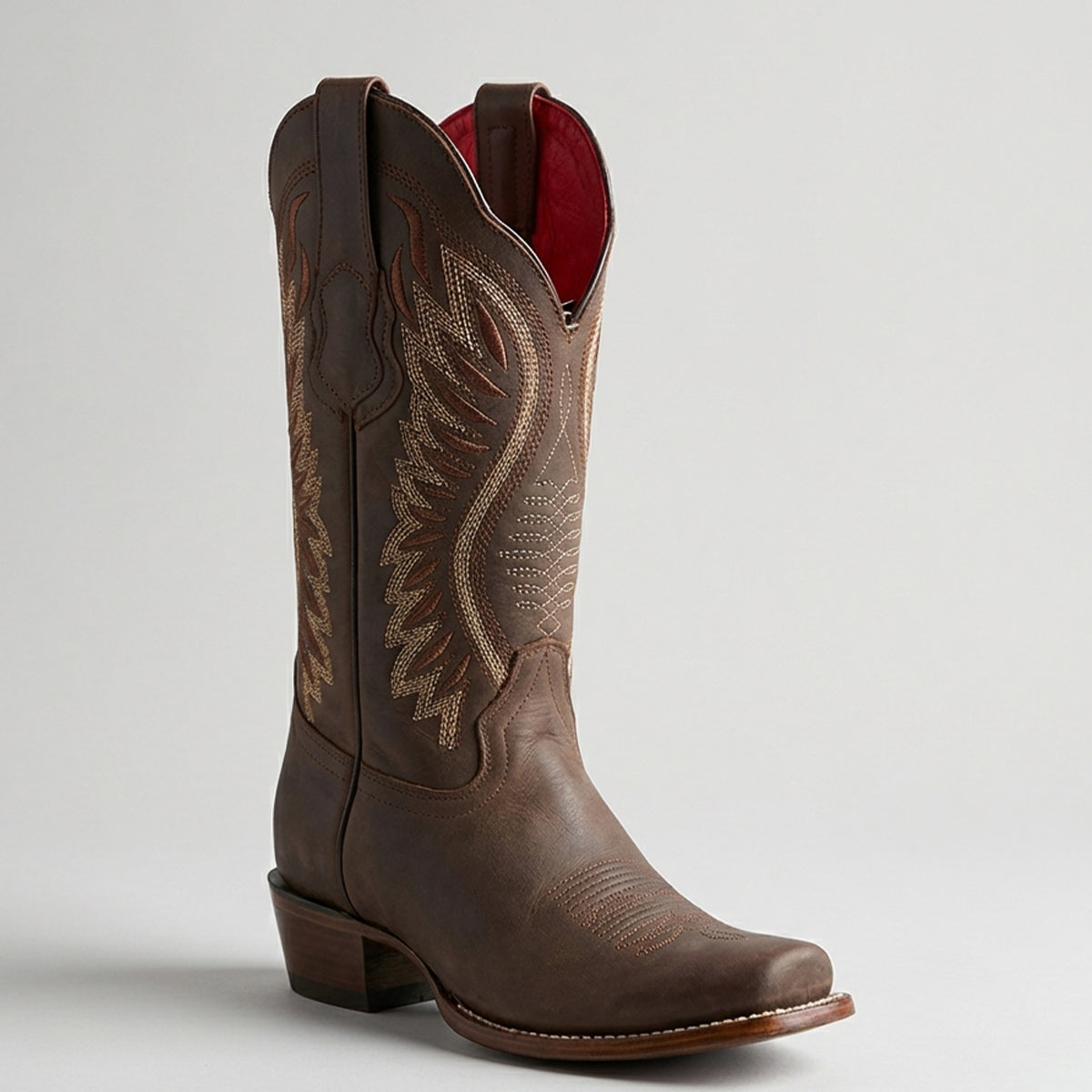 Women's Brown Semi-Square Toe Cowboy Boots